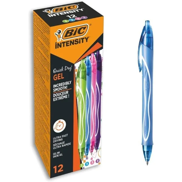 Bic Gelocity Quick Dry Pack 12 und Bolígrafos de Tinta Gel - Verde, Azul, Rosa y Turquesa