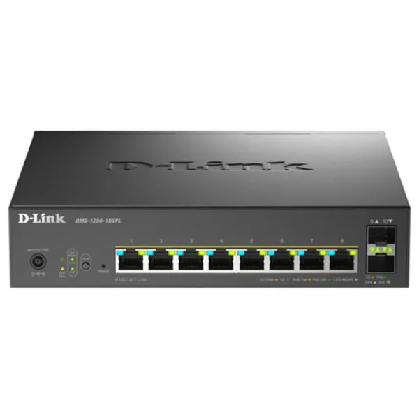 D-link dms-1250-10spl/e switch 8xmg poe 2xsfp+ l2