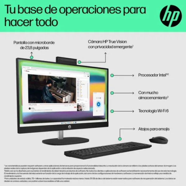 ORDENADOR ALL IN ONE HP 24-CR0094NS i3-1315U 23.8" FHD TACTIL 8GB 512SSD WIFI BLUETOOTH W11