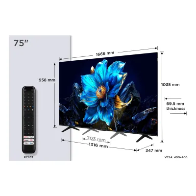 Televisor TCL QLED 75P7K 75'/ Ultra HD 4K/ Smart TV/ WiFi