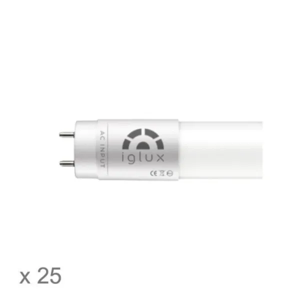 Tubo LED Iglux T8IG-20120-F V2/ 120cm/ Potencia 20W/ 2000 Lúmenes/ 6000ºK/ Pack de 25 uds