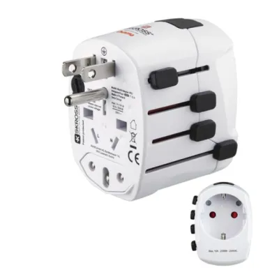 ADAPTADOR DE VIAJE HAMA DE 3 CLAVIJAS HASTA 150 PAISES
