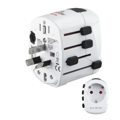 ADAPTADOR DE VIAJE HAMA DE 3 CLAVIJAS HASTA 150 PAISES
