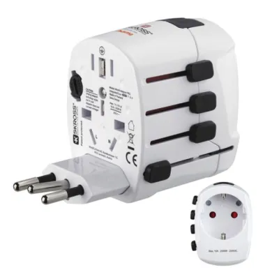 ADAPTADOR DE VIAJE HAMA DE 3 CLAVIJAS HASTA 150 PAISES