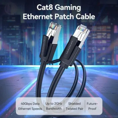 Cable de Red RJ45 SFTP Vention IKKBH Cat.8/ 2m/ Negro Cable de Red RJ45 SFTP Vention IKKBH Cat.8/ 2m/ Negro