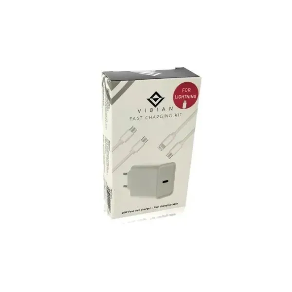CARGADOR DE PARED VIBIAN CARGA RAPIDA 1 PUERTO USB-C 20W INCLUYE CABLE Apple