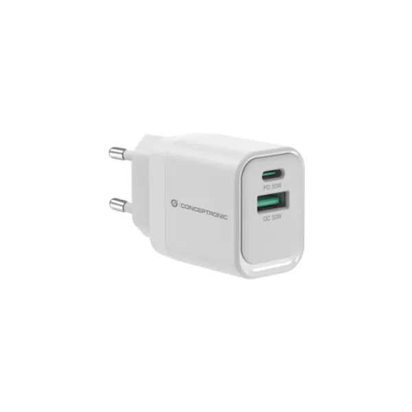 CARGADOR DE PARED QUICK CHARGE 3.0 PD PPS 1PUERTO USB-C 1 PUERTO USB-A CONCEPTRONIC ALTHEA 33W