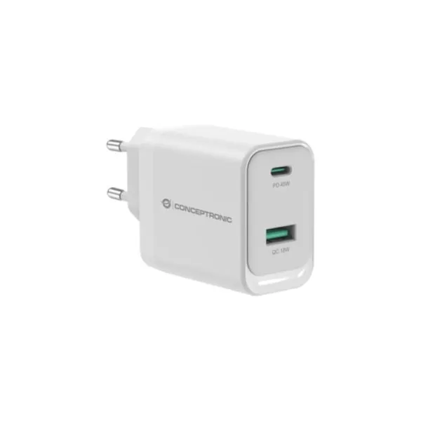 CARGADOR DE PARED QUICK CHARGE 3.0 PD PPS 1 PUERTO USB-C 1 PUERTO USB-A CONCEPTRONIC ALTHEA 45W
