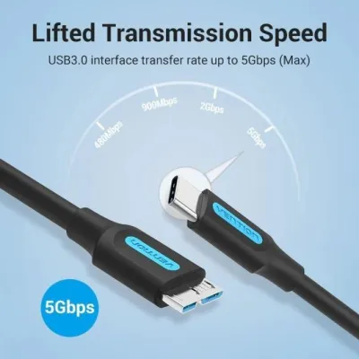 Cable USB 3.0 Vention CQABF/ microUSB Macho - USB Tipo-C Macho/