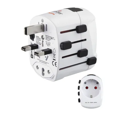 ADAPTADOR DE VIAJE HAMA DE 3 CLAVIJAS HASTA 150 PAISES