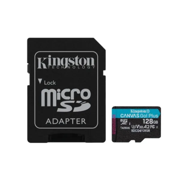 Tarjeta de Memoria Kingston CANVAS Go! Plus 128GB microSD XC con Adaptador/ Clase 10/ 200MBs