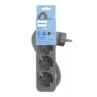 Regleta con Interruptor Philips CHP2134G/ 3 Tomas de corriente/ Regleta con Interruptor Philips CHP2134G/ 3 Tomas de corriente/