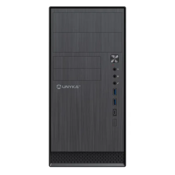 CAJA MICRO ATX UNYKA AERO C12 FRONTAL ALUMINIO CEPILLADO USB3,0 USB-C COLOR NEGRO SIN F.A