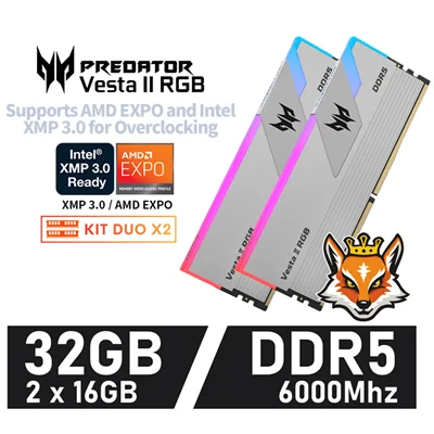 Acer Predator Vesta II RGB Silver KIT 32GB DDR5 6000MHz 1.35v