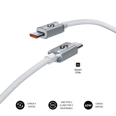 Cable Optimus 60w Usb-c/usb-c 2 M Blanco Subblim Cable Optimus 60w Usb-c/usb-c 2 M Blanco Subblim