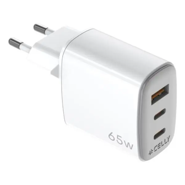 Celly cargador gan 1usb 2usb-c 65w wh