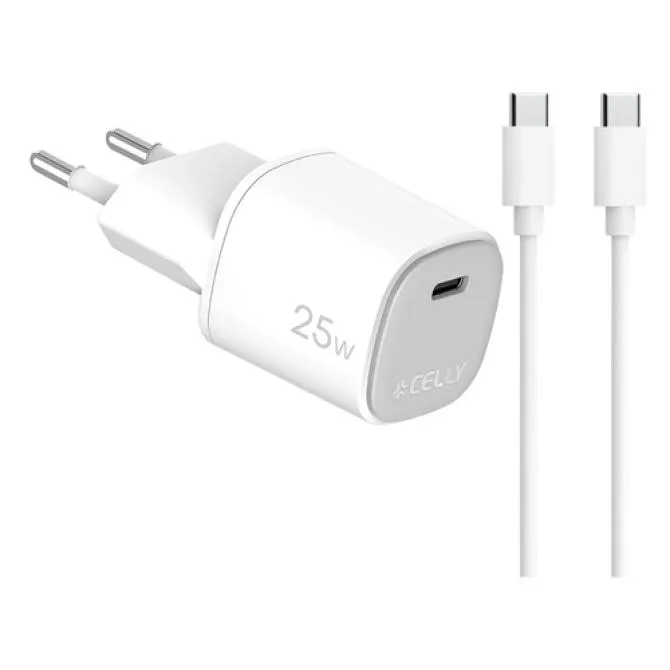 Celly cargador gan 1c 25w + c a c cable