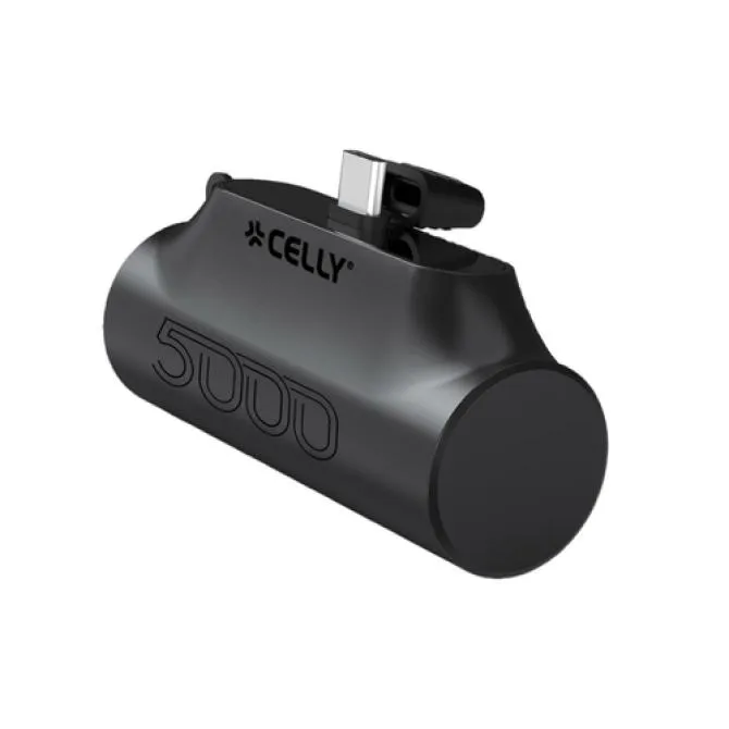 Celly Power Bank Acople USB-C compacta de 5000 mAh Ultra Fast