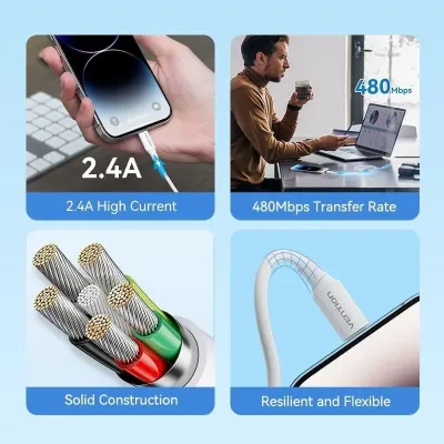 Cable USB 2.0 Lightning Vention LAIWF/ USB Macho - Lightning Cable USB 2.0 Lightning Vention LAIWF/ USB Macho - Lightning