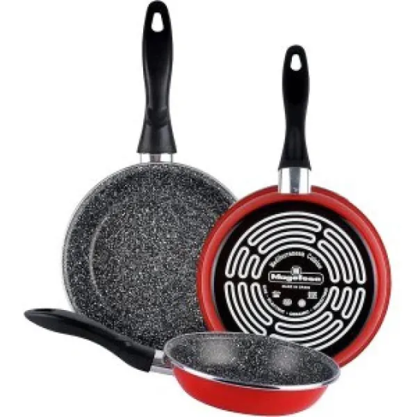 SARTEN MAGEFESA K2 ROJO 20-24-28 LOTE ACERO ANTIADHERENTE EFECTO PIEDRA TODO TIPO COCINAS