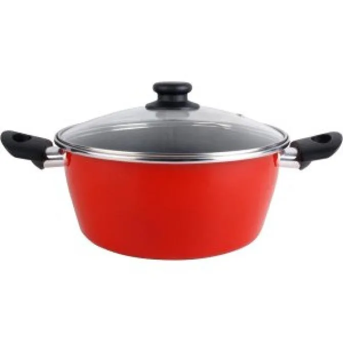 CACEROLA CON TAPA CRISTAL MAGEFESA K2 ROJO 20 ACERO