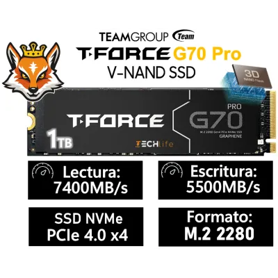 TeamGroup T-Force G70 PRO SSD 1TB disipador Grafeno NVMe PCIe TeamGroup T-Force G70 PRO SSD 1TB disipador Grafeno NVMe PCIe