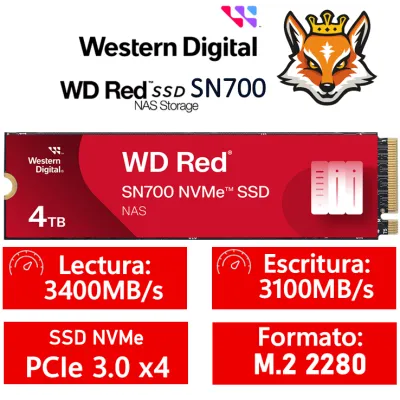 Western Digital WD Red SN700 NAS 4TB NVMe PCIe 3.0 3430MB/s Western Digital WD Red SN700 NAS 4TB NVMe PCIe 3.0 3430MB/s
