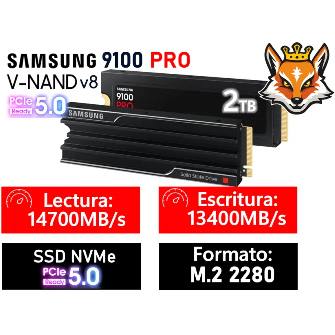 Samsung 9100 PRO con Disipador 2TB SSD M.2 PCIe 5.0 x4 NVMe 2.0