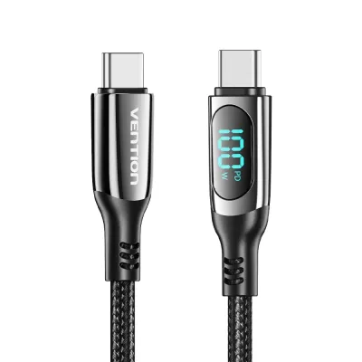 Cable USB 2.0 Tipo-C 5A 100W Vention TAYBAV/ USB Tipo-C Macho - Cable USB 2.0 Tipo-C 5A 100W Vention TAYBAV/ USB Tipo-C Macho -