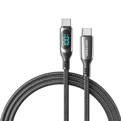 Cable USB 2.0 Tipo-C 5A 100W Vention TAYBAV/ USB Tipo-C Macho - Cable USB 2.0 Tipo-C 5A 100W Vention TAYBAV/ USB Tipo-C Macho -