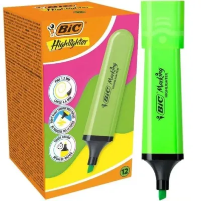 Caja de Marcadores Fluorescentes Bic Highlighter Flat Neón/ 12 Caja de Marcadores Fluorescentes Bic Highlighter Flat Neón/ 12