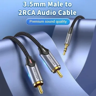 Cable Audio Vention BCNBG/ 2x RCA Macho - Jack 3.5 Macho/ 1.5m/ Cable Audio Vention BCNBG/ 2x RCA Macho - Jack 3.5 Macho/ 1.5m/