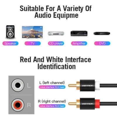 Cable Estéreo Vention VAB-R06-B150/ 2x RCA Macho - 2x RCA Cable Estéreo Vention VAB-R06-B150/ 2x RCA Macho - 2x RCA