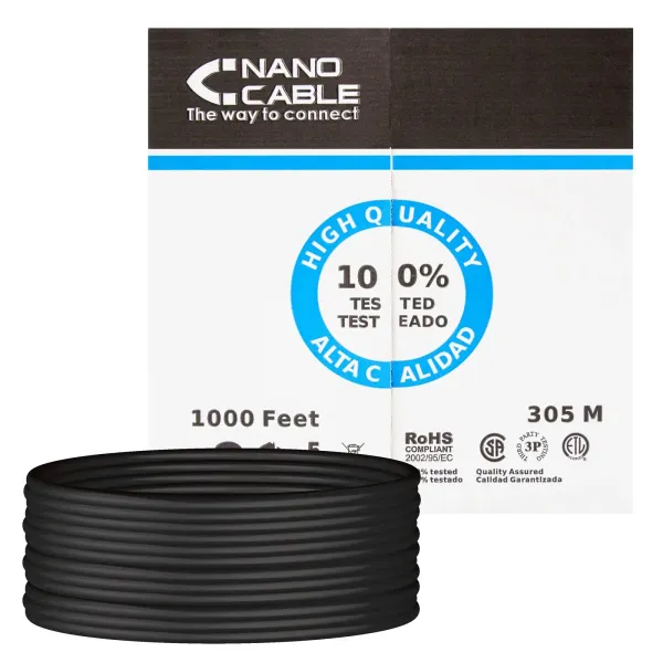 Bobina Cable UTP Cat6 305 Mts Negro 