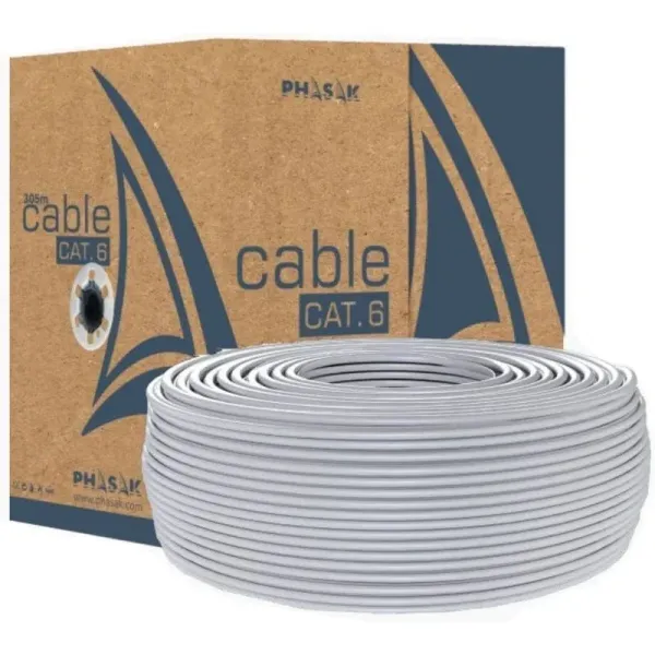 Phasak Bobina De Cable UTP Cat. 6 CCA Sólido AWG23 100m 