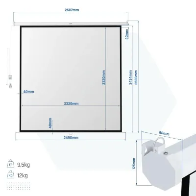 iggual Pantalla de Proyección Eléctrica 4:3 134" 240x240 cm