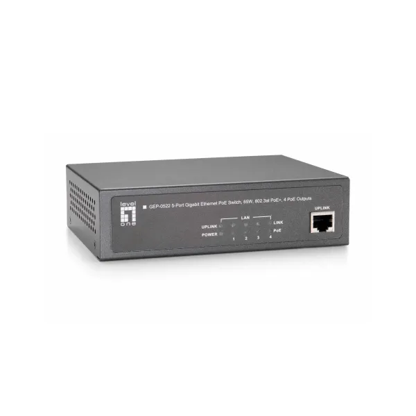 LevelOne GEP-0522 Switch Gigabit Ethernet 5x RJ-45, 65W PoE+