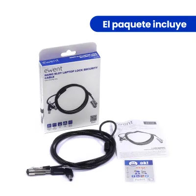 Ewent Cable de seguridad con ranura tipo nano y llaves de Ewent Cable de seguridad con ranura tipo nano y llaves de