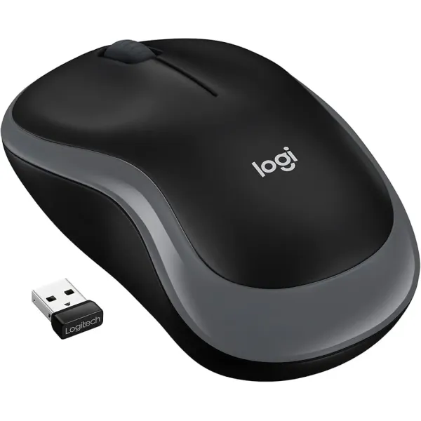Logitech M185 Negro/Gris - Ratón inalámbrico mediano 1000 DPI, Óptico