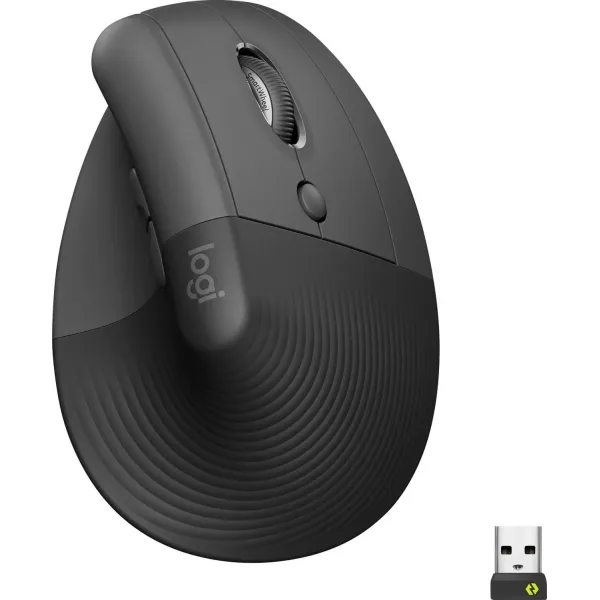 Logitech Lift Ratón Inalámbrico Vertical para Diestros 4000 DPI Gris-Negro