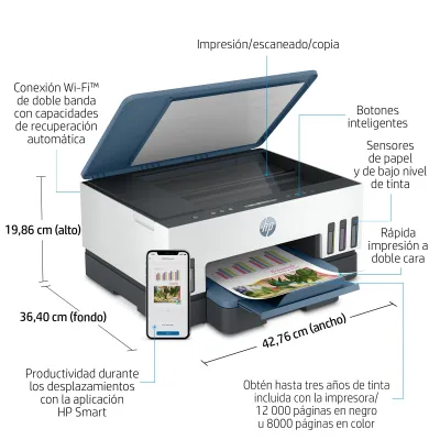 HP Smart Tank 7006 Impresora Multifunción Color Dúplex WiFi + 3 HP Smart Tank 7006 Impresora Multifunción Color Dúplex WiFi + 3
