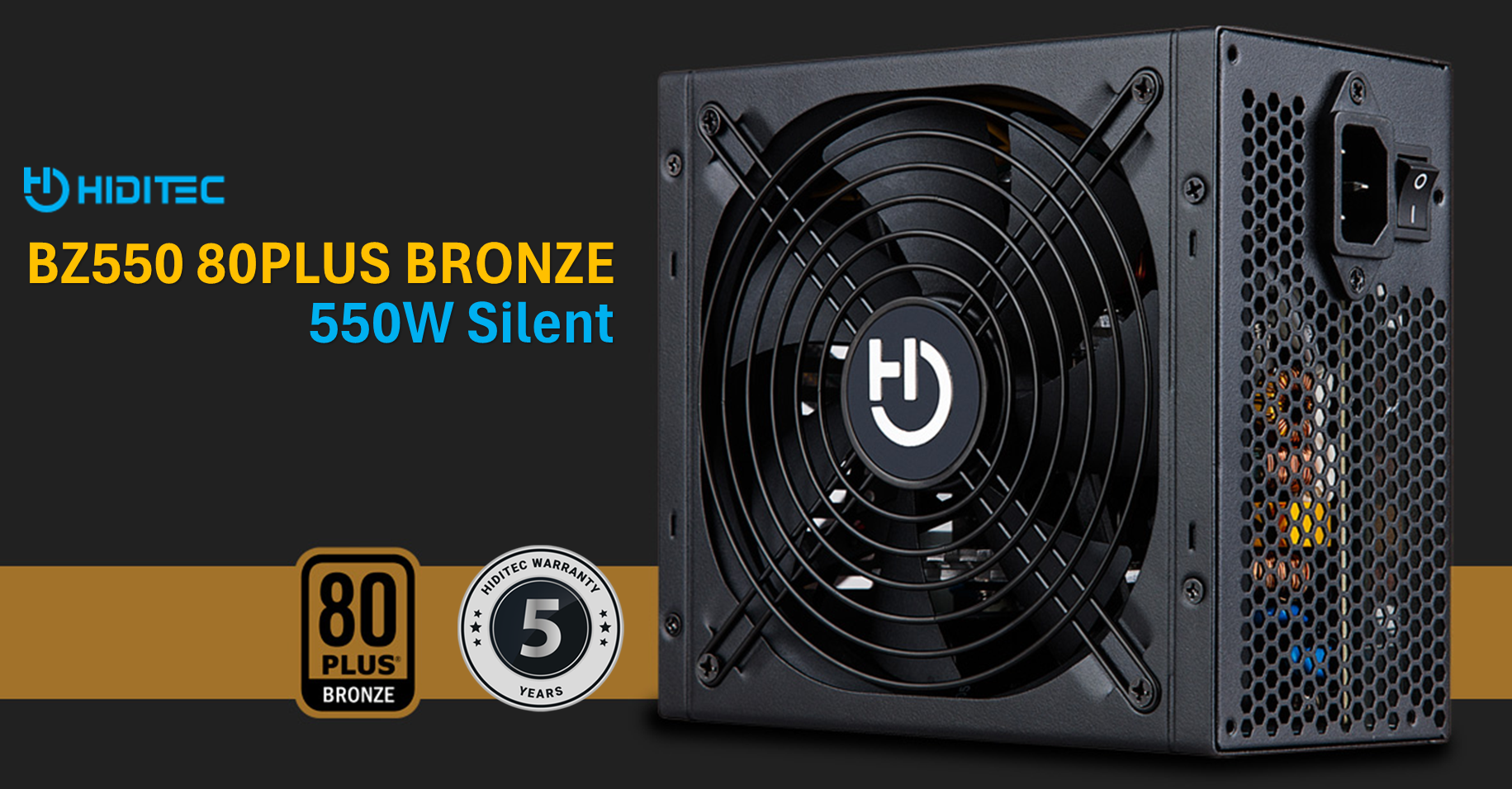Hiditec BZ550 550W 80 Plus Bronce Fuente Semi Modular Vent. 140m